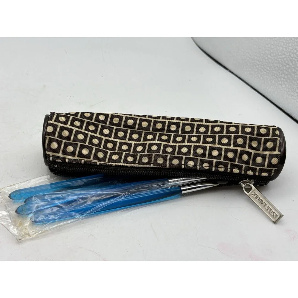 Vintage Estee Lauder Makeup Brush Set Cosmetic Bag Promo New Read